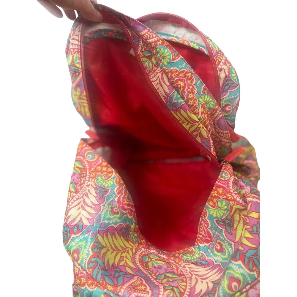 Vera Bradley Light Up Grande Backpack Paisley in Paradise Pink Orange Blue
